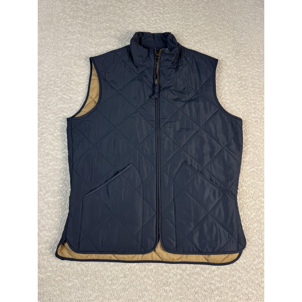 J.Crew Mercantile Vest Mens Small Navy Quilted Full Zip Insulated Lined Pockets‎